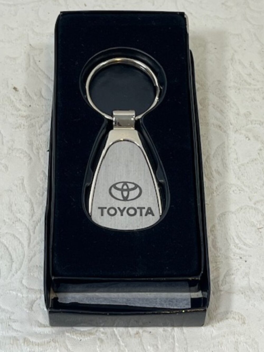 NEW Toyota Teardrop Key Chain Laser-Etched Satin Finish Metal Fob Tampa 1"x2.5"